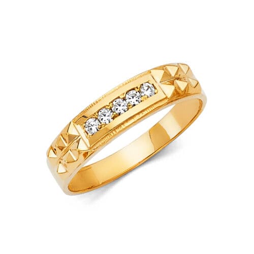 14K Yellow Gold Cubic Zirconia Men's Wedding Band
