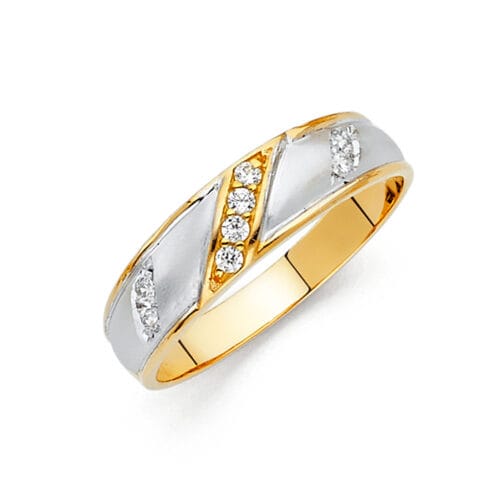 14K Two Tone Gold Cubic Zirconia Men's Band