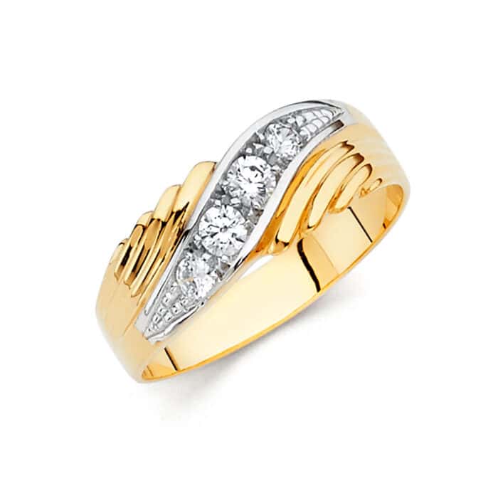 14K Two Tone Gold Cubic Zirconia Men's Band