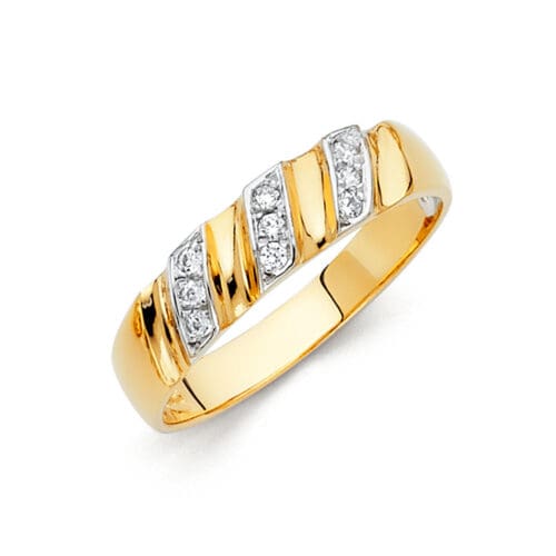 14K Two Tone Gold Cubic Zirconia Men's Band