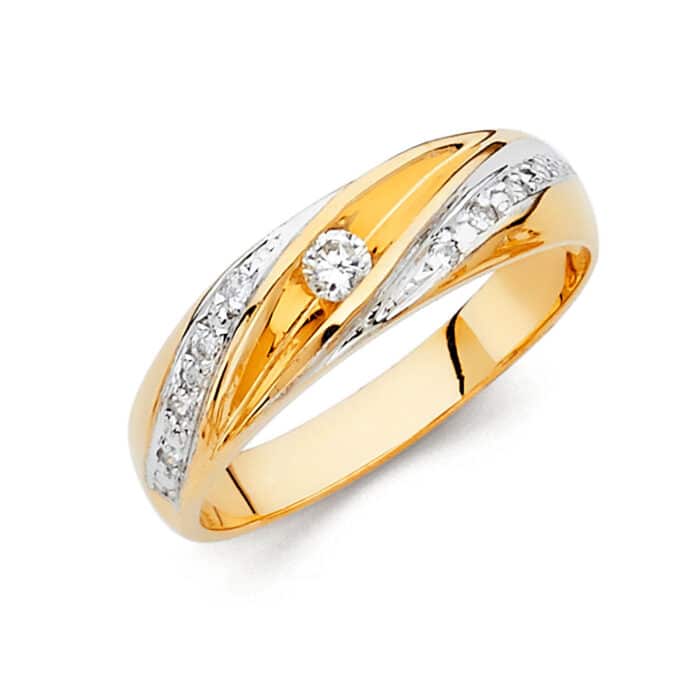 14K Two Tone Gold Cubic Zirconia Men's Band