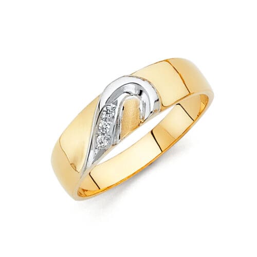 14K Two Tone Gold Cubic Zirconia Men's Band