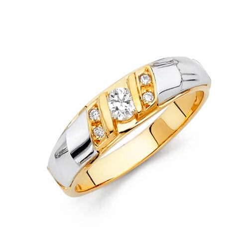 14K Two Tone Gold Cubic Zirconia Men's Band