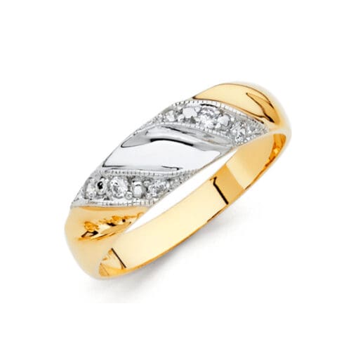 14K Two Tone Gold Cubic Zirconia Men's Band