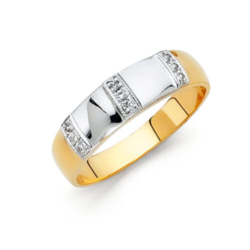 14K Two Tone Gold Cubic Zirconia Men's Band