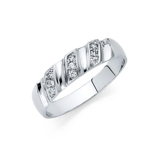 14K White Gold Cubic Zirconia Men's Band