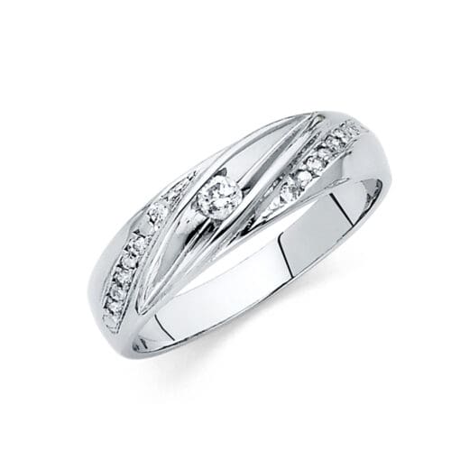 14K White Gold Cubic Zirconia Men's Band
