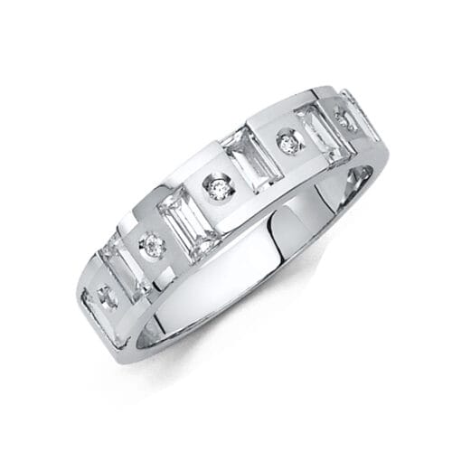14K White Gold Cubic Zirconia Men's Band