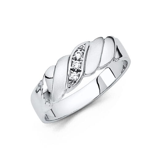14K White Gold Cubic Zirconia Men's Band