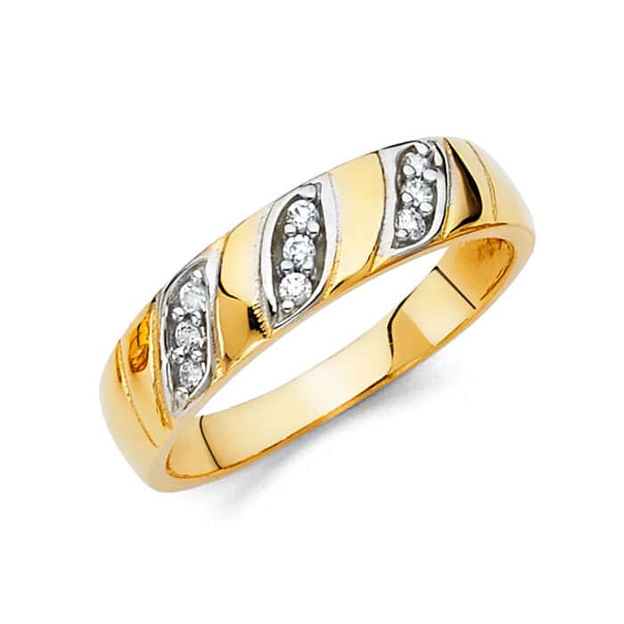 14K Yellow Gold Cubic Zirconia Men's Band