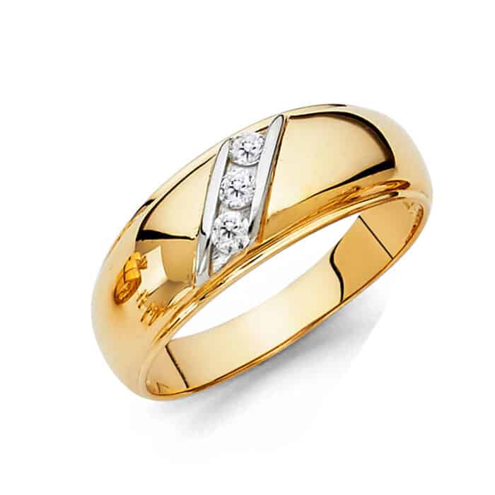 14K Yellow Gold Cubic Zirconia Men's Band
