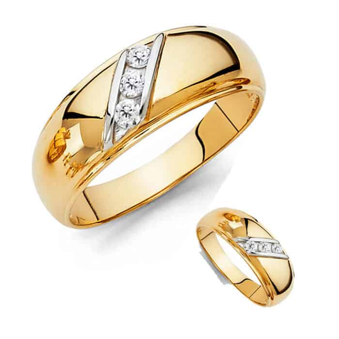 14K Yellow Gold Cubic Zirconia Men's Band - Image 3