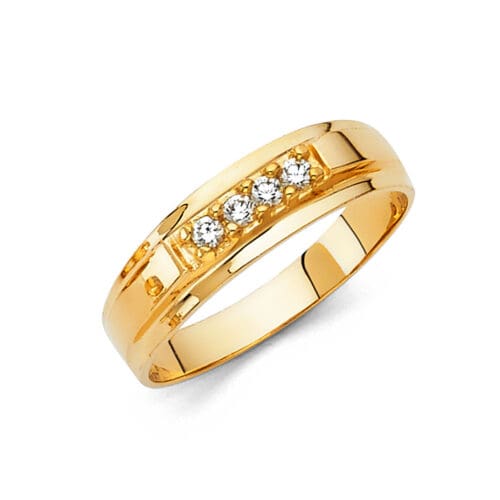 14K Yellow Gold Cubic Zirconia Men's Band