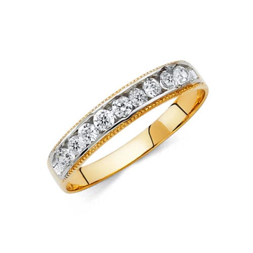 14K Two Tone Gold Cubic Zirconia Men's Band
