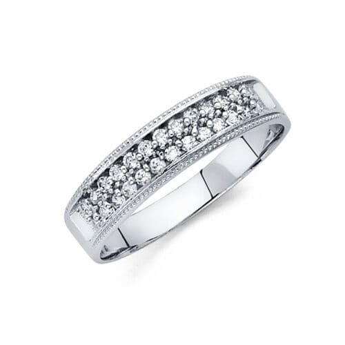 14K White Gold Cubic Zirconia Men's Band