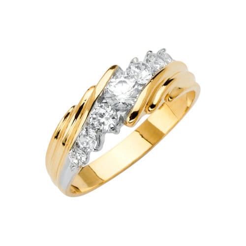 14K Yellow Gold Men's Cubic Zirconia Wedding Band