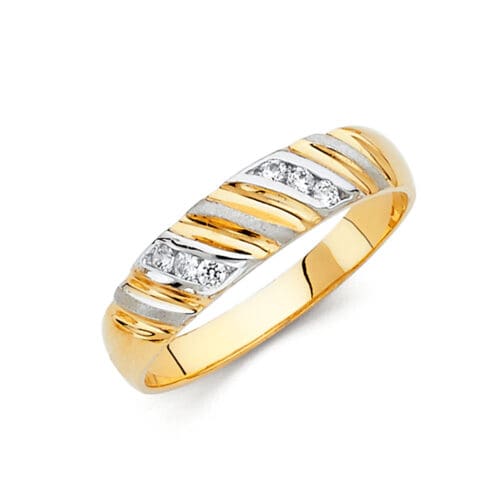 14K Two Tone Gold Cubic Zirconia Men's Band
