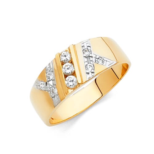 14K Yellow Gold Cubic Zirconia Men's Wedding Band