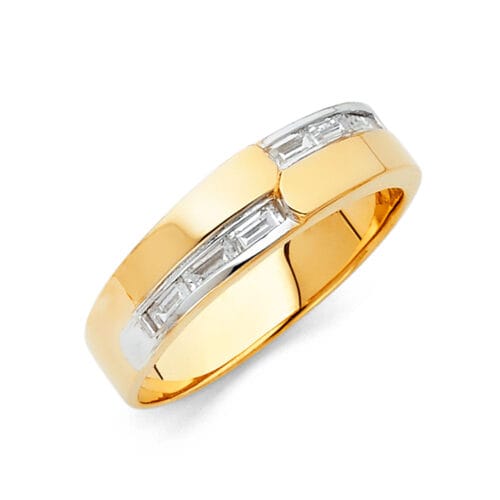 14K Yellow Gold Cubic Zirconia Men's Wedding Band