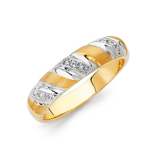 14K Two Tone Gold Cubic Zirconia Men's Wedding Band