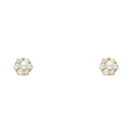 14K Yellow Gold Stud Earrings w/Screw