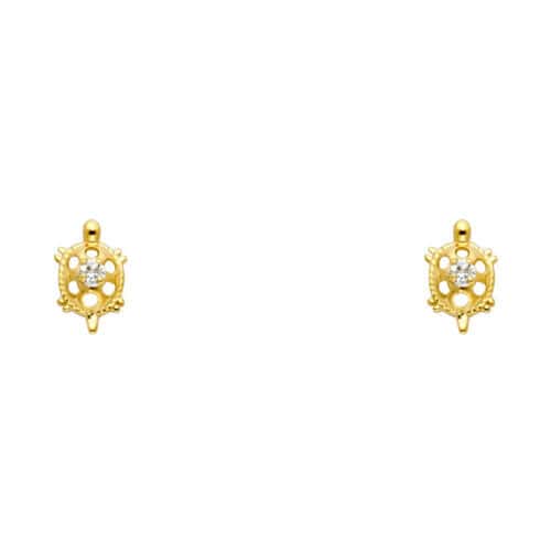 14K Yellow Gold Stud Earrings w/Screw