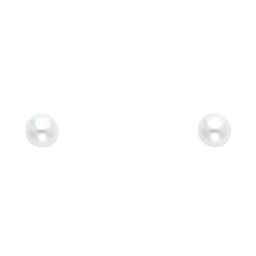 14K Yellow Gold 5mm Pearl Stud Earrings w/Screw