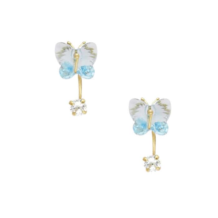 14K Yellow Gold Stud Earrings w/Screw - Image 2