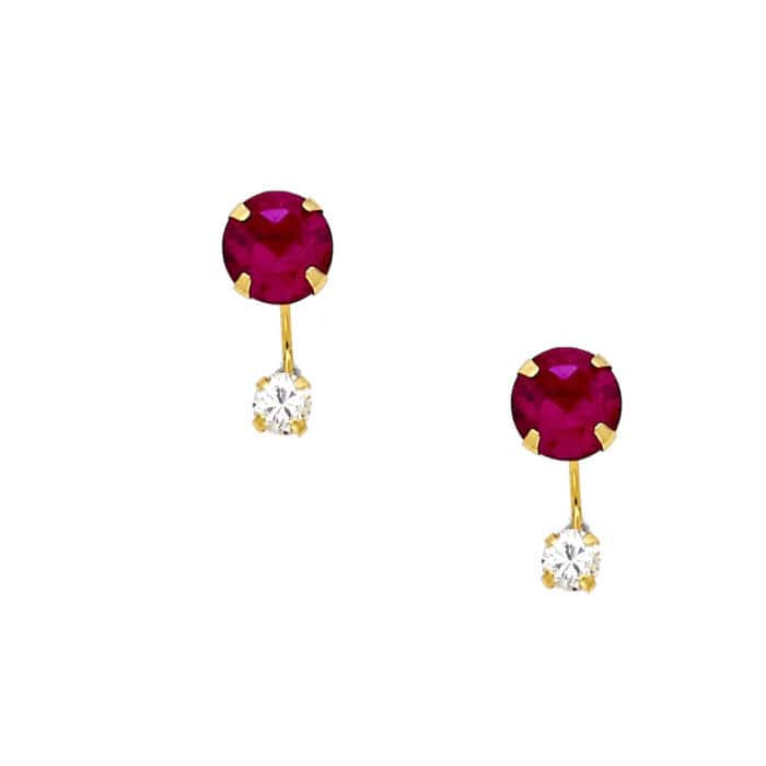 14K Yellow Gold Stud Earrings w/Screw - Image 2