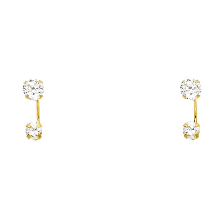 14K Yellow Gold Stud Earrings w/Screw