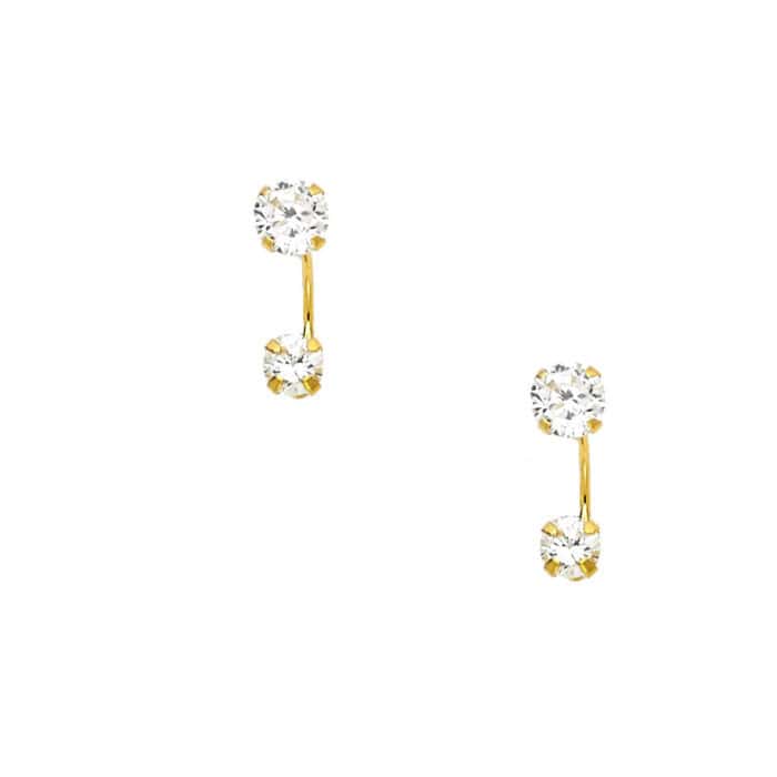14K Yellow Gold Stud Earrings w/Screw - Image 2