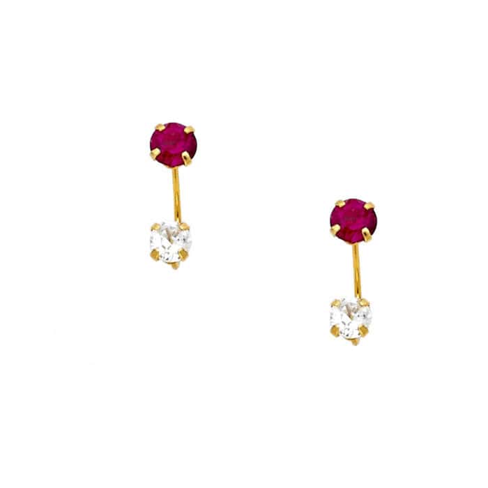 14K Yellow Gold Stud Earrings w/Screw - Image 2