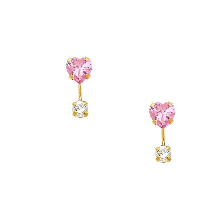 14K Yellow Gold Stud Earrings w/Screw - Image 2