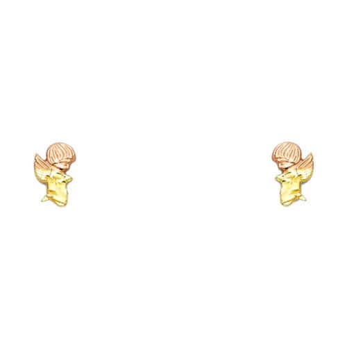 14K Yellow Gold Stud Earrings w/Screw