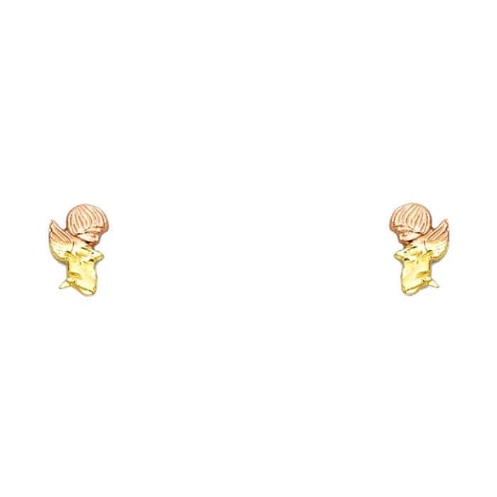 14K Yellow Gold Stud Earrings w/Screw