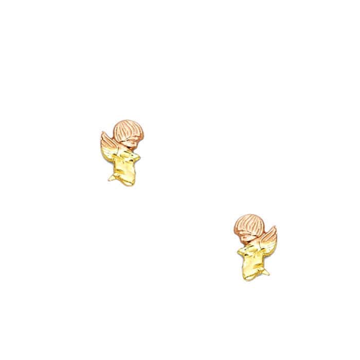 14K Yellow Gold Stud Earrings w/Screw - Image 2