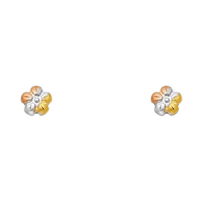 14K Yellow Gold Stud Earrings w/Screw