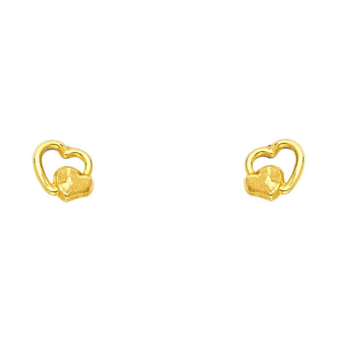 14K Yellow Gold Stud Earrings w/Screw