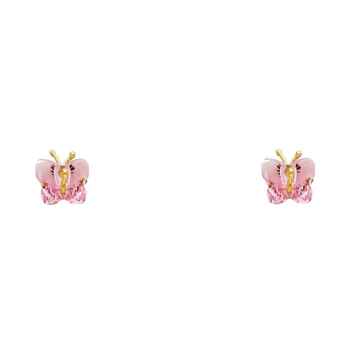 14K Yellow Gold Stud Earrings w/Screw