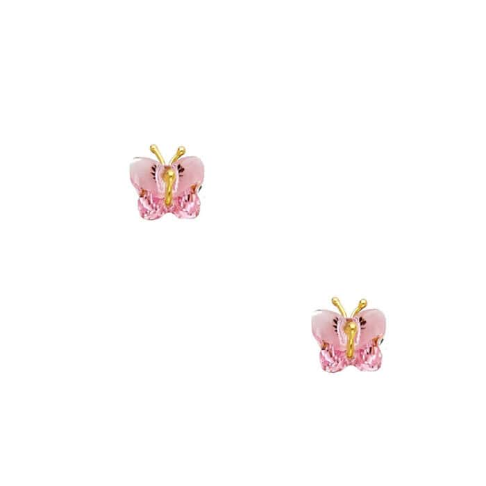 14K Yellow Gold Stud Earrings w/Screw - Image 2