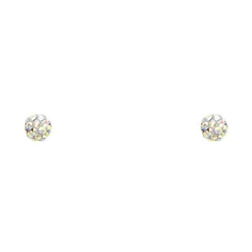 14K Yellow Gold 4mm Rainbow Crystal Ball Stud Earrings w/Screw