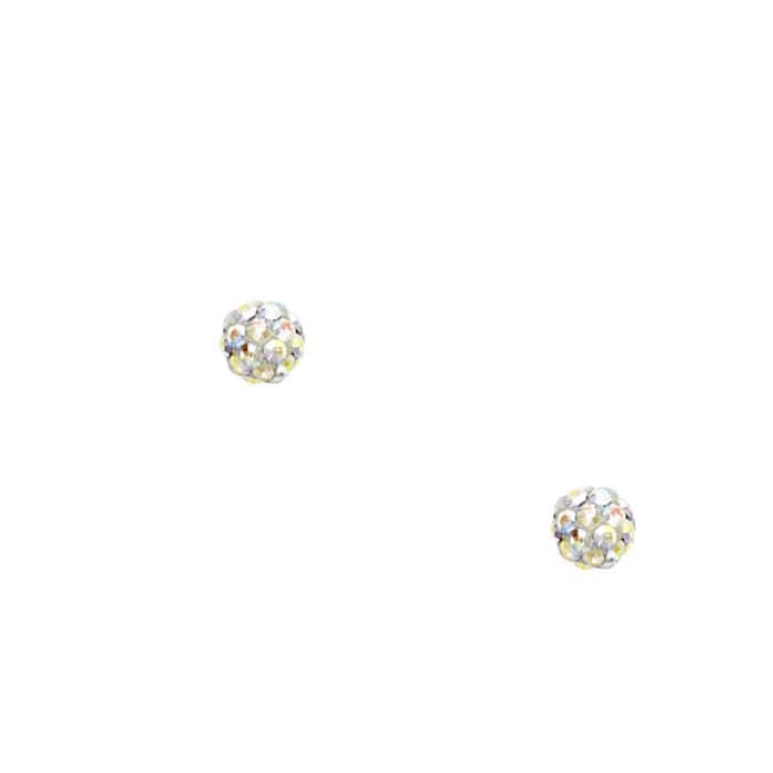 14K Yellow Gold 4mm Rainbow Crystal Ball Stud Earrings w/Screw - Image 2