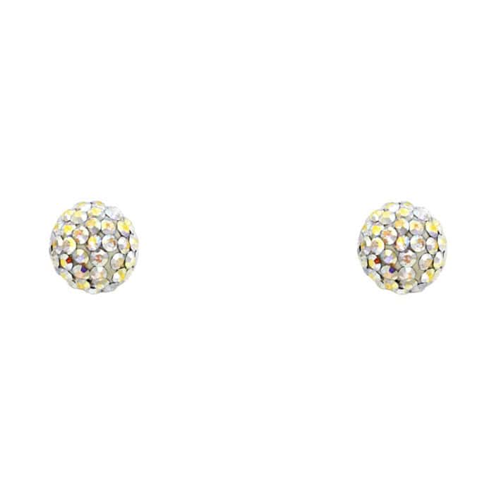 14K Yellow Gold Crystal Ball Stud Earrings w/Screw