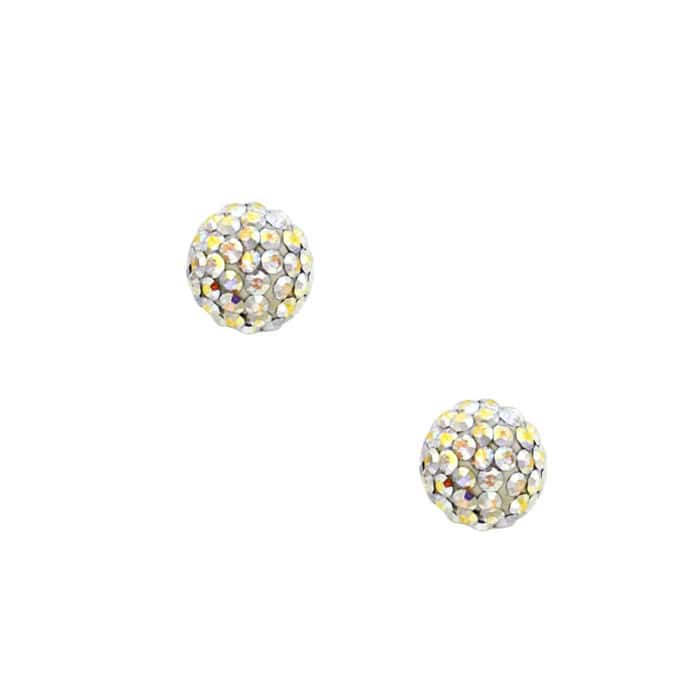 14K Yellow Gold Crystal Ball Stud Earrings w/Screw - Image 2