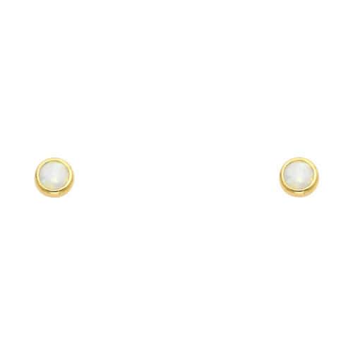 14K Yellow Gold Opal RD Stud Earrings w/Screw