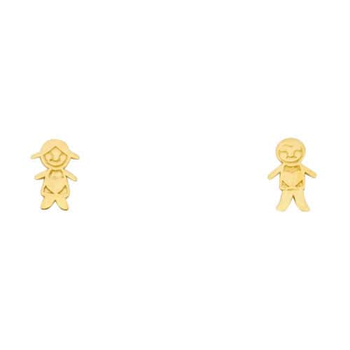 14K Yellow Gold Boy+Girl Stud Earrings w/Screw