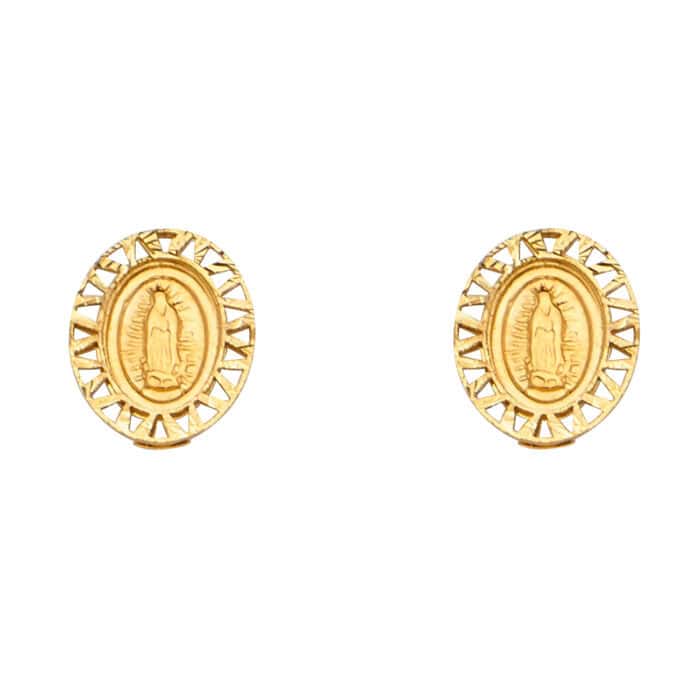14K Yellow Gold Oval Guadalupe Earrings w/Screw