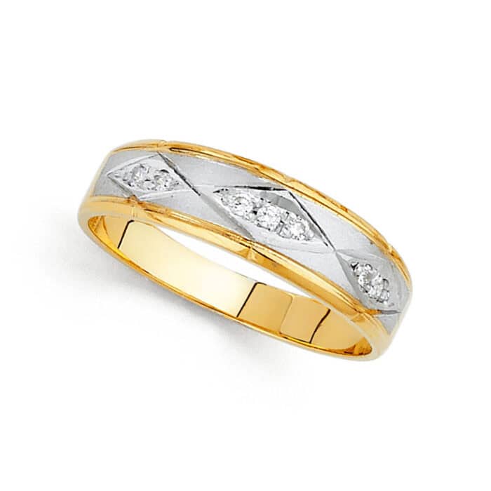 14K Two Tone Gold Cubic Zirconia Men's Band - Image 2