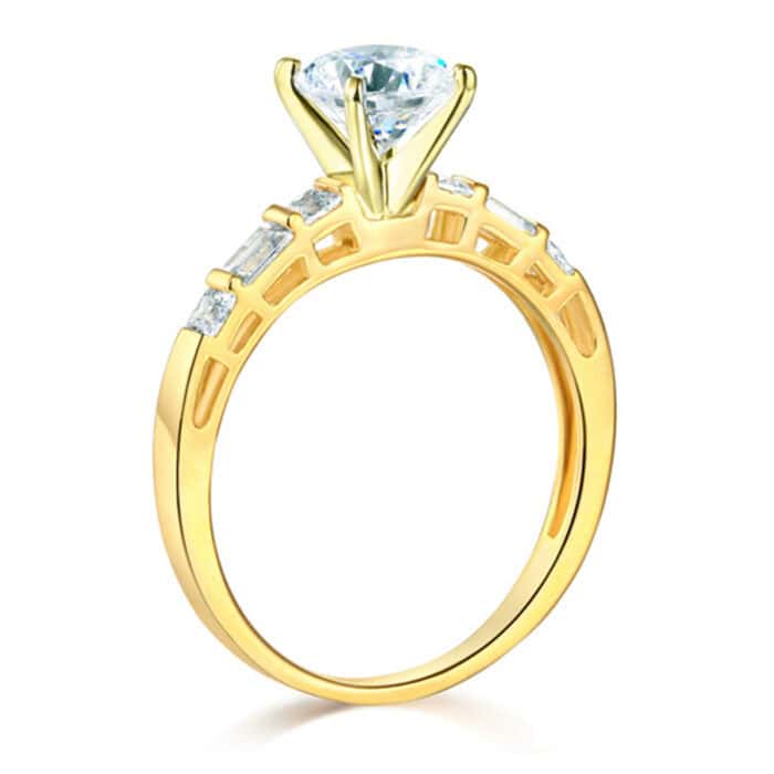 14K Yellow Gold Cubic Zirconia Engagement Ring and Wedding Band Set - Image 2
