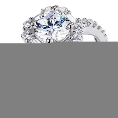 14K White Gold Cubic Zirconia Engagement Ring and Wedding Band Set